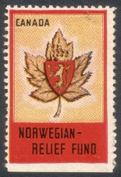 norwegian relief fund canada canadian charity WWII war cinderella stamp seal