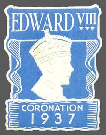 edward VIII coronation 1937 die-cut seal cinderella stamp label sticky