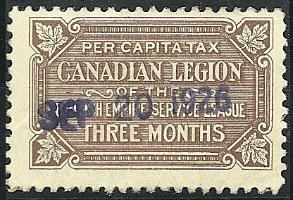 canadian legion per capita tax stamp 1926 1927 1928