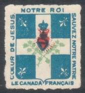 coeur de jesus notre roi sauvez notre patrie le canada francais carillon sacre coeur quebec cinderella stamp timbre patriotique