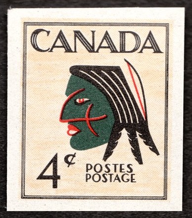 essay canada 4c indian head iroquois warrior stamp imperforated