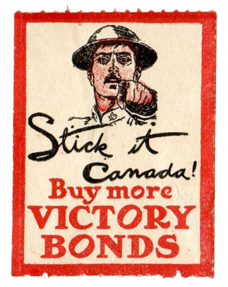stick it canada buy more victory bonds patriotic wwi propaganda cinderella stamp 1918 military canadian soldier